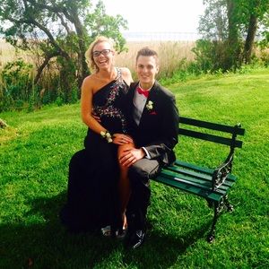 Black & Multicolor Sequin Prom Dress